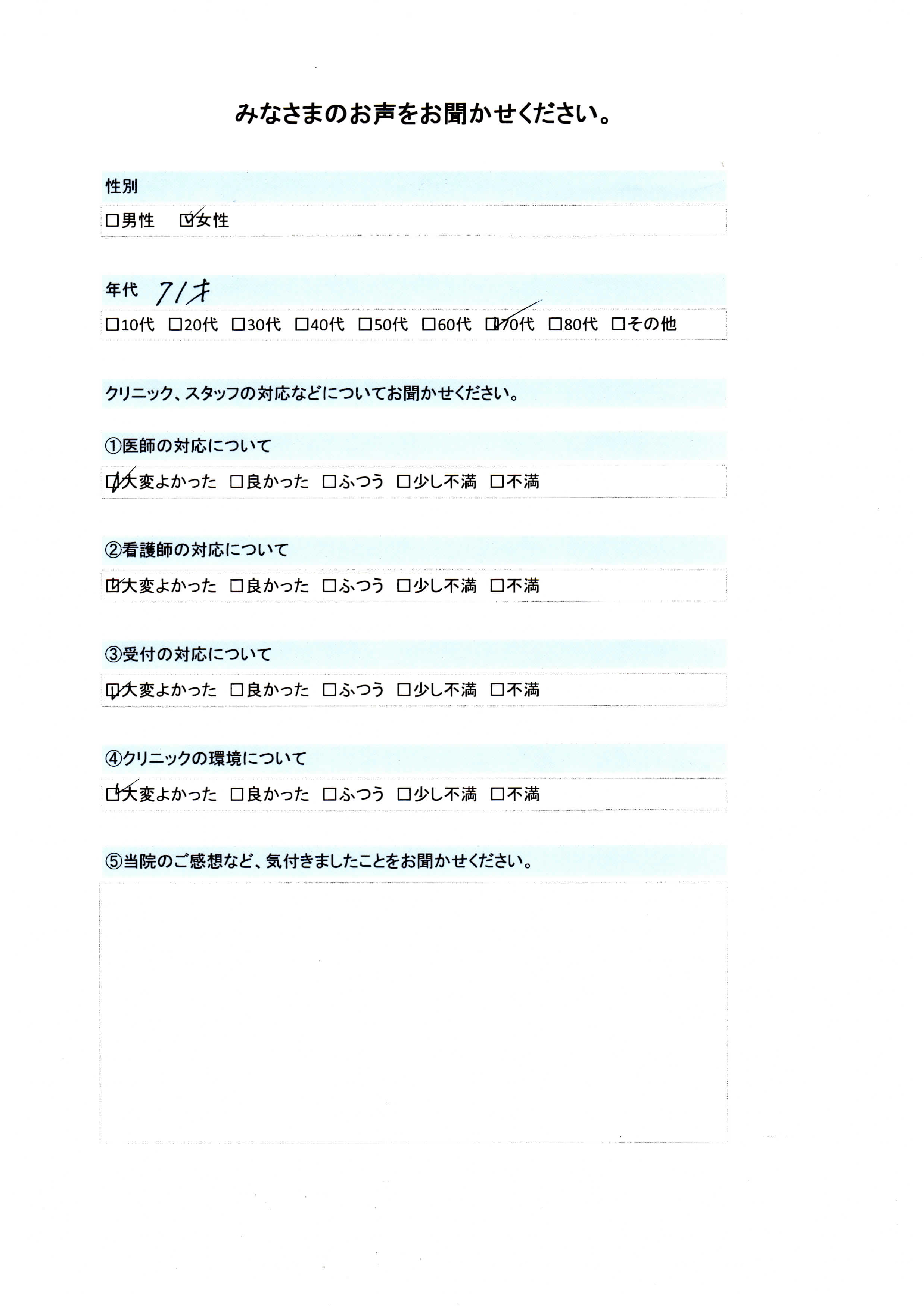 【手術】71歳 女性